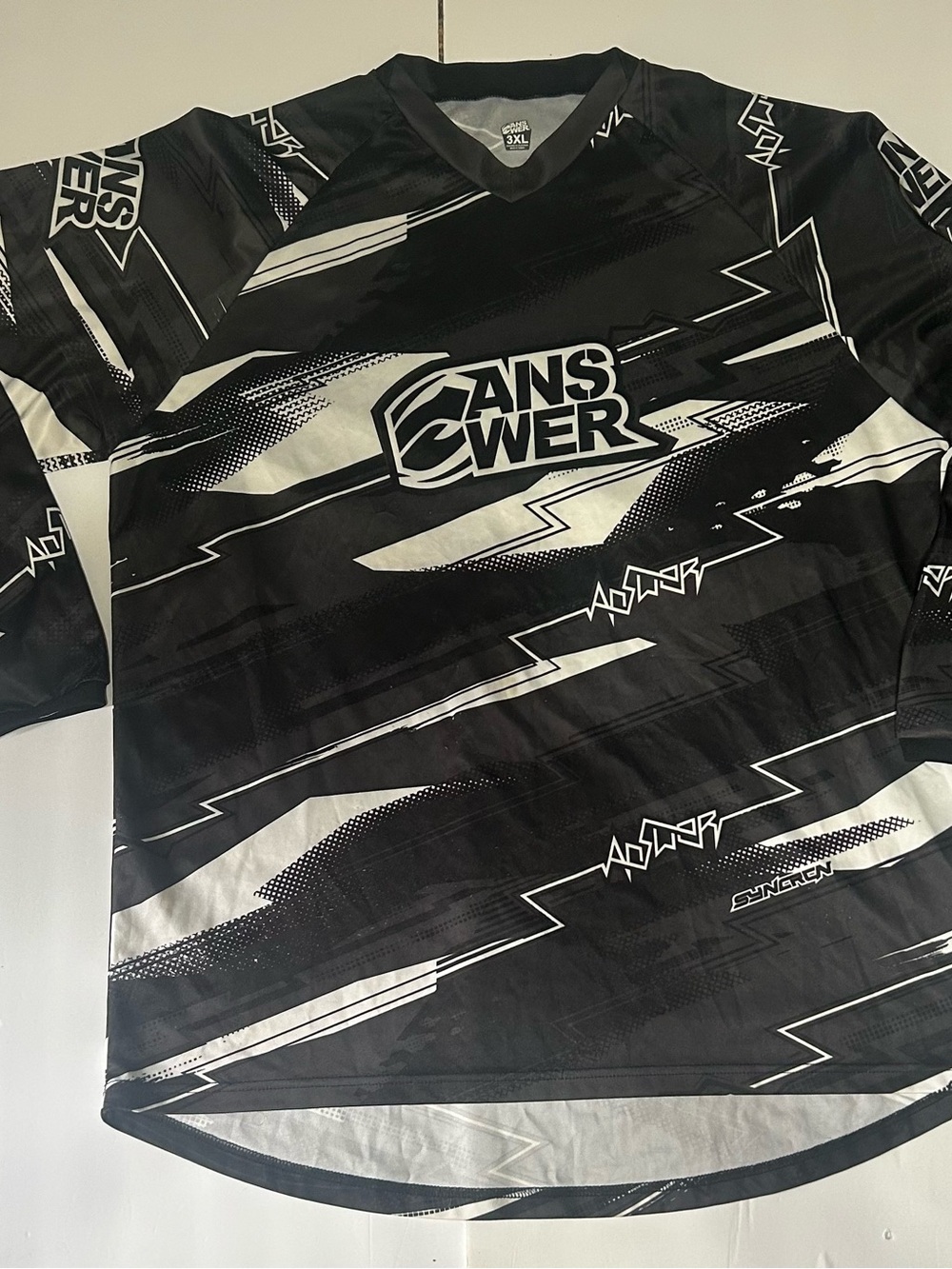 Vintage Answer Racing Syncron Jersey Mens 3XL Black White Spell Out Motocross MX